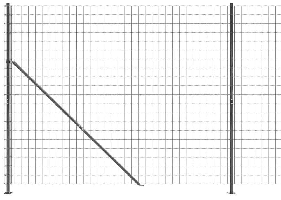 vidaXL Συρματόπλεγμα Περίφραξης Ανθρακί 1,6 x 10 μ. με Βάσεις Φλάντζα