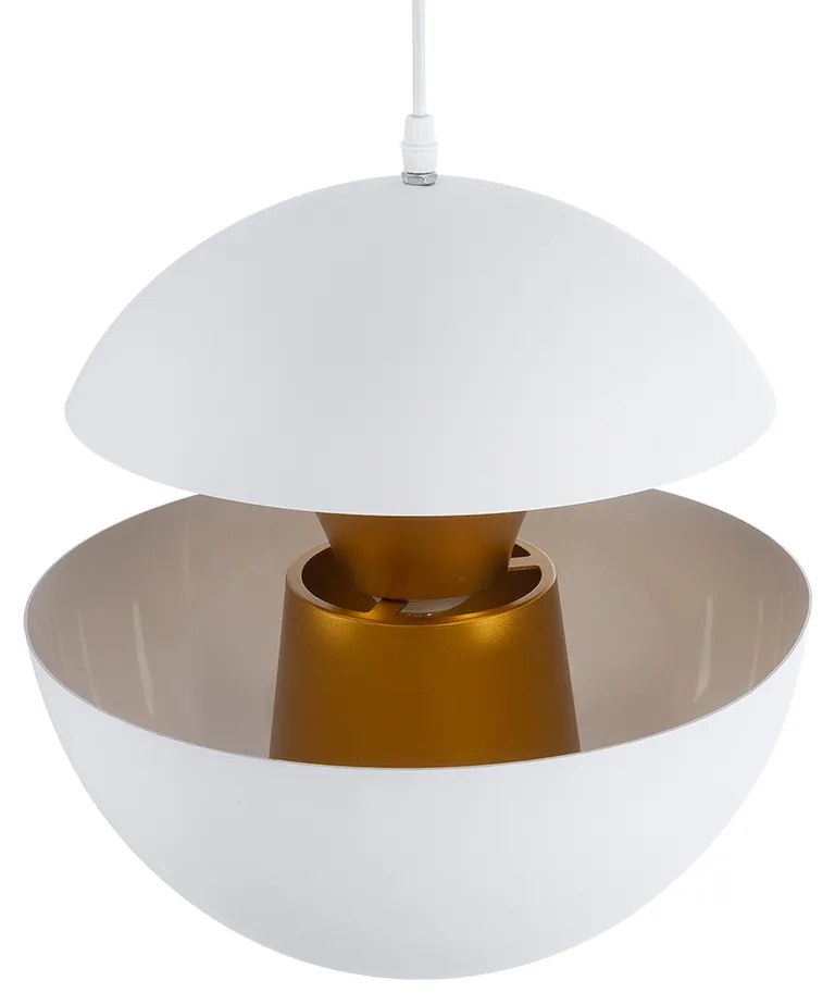 GloboStar® SEVILLE WHITE 01268 Μοντέρνο Κρεμαστό Φωτιστικό Οροφής Μονόφωτο 1 x E27 Λευκό Μεταλλικό Φ35 x 33cm