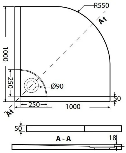 Ντουζιέρα Sirene Flow-90 x 90 εκ.