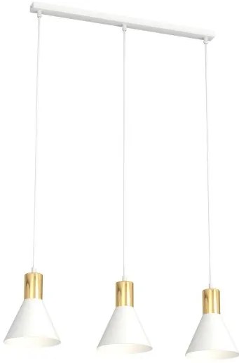 Κρεμαστό Φωτιστικό Οροφής 3xE27 60cm Rosa Emibig -1389/3-Λευκό-Χρυσό 1389/3