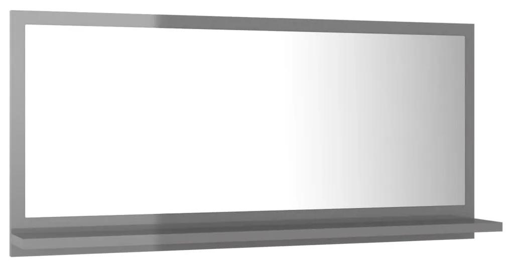 Καθρέφτης Μπάνιου Γυαλιστερό Γκρι 80x10,5x37 εκ. Μοριοσανίδα - Γκρι