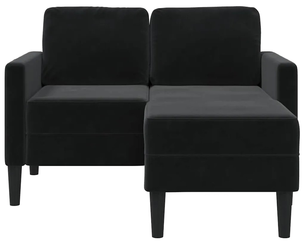 vidaXL Διθέσιος Καναπές με Σεζλόνγκ σε Σχήμα L Μαύρος Βελούδος 125 εκ.