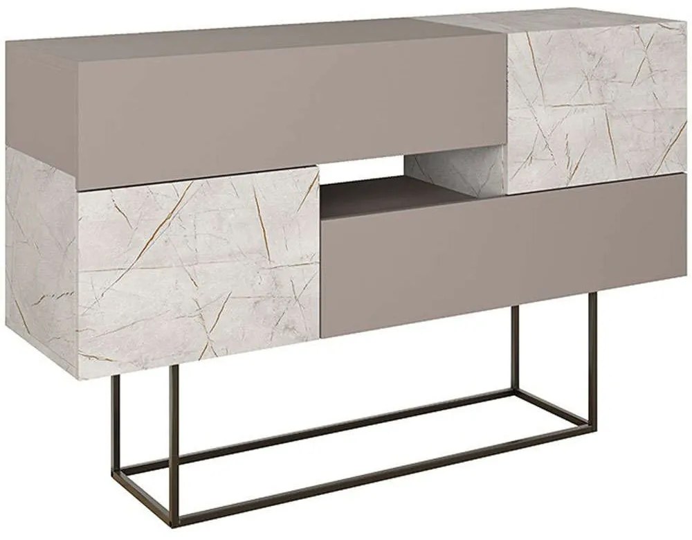 Μπουφές Roberta 119-001169 145x40x82cm Marble Effect White-Moca Μελαμίνη,Μέταλλο