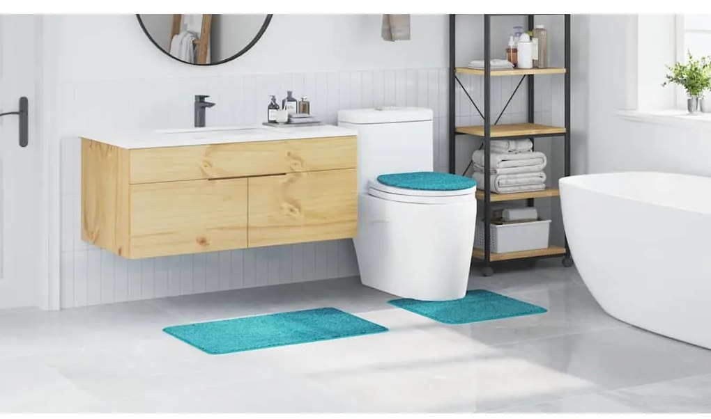 vidaXL Πατάκι μπάνιου 3 pcs Τιρκουάζ 50 x 50 cm Πολυπροπυλένιο
