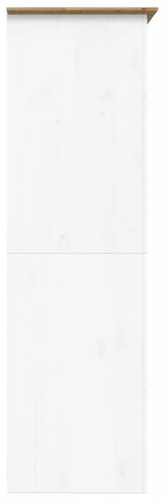 Ντουλάπα BODO Λευκή/Καφέ 101 x 52 x 176,5 εκ. Μασίφ Ξύλο Πεύκου - Καφέ