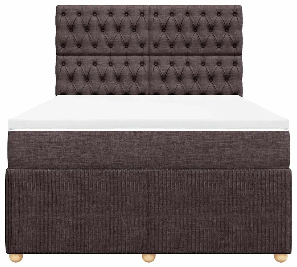 vidaXL Κρεβάτι Boxspring με Στρώμα Σκούρο Καφέ 140x200 εκ Υφασμάτινο