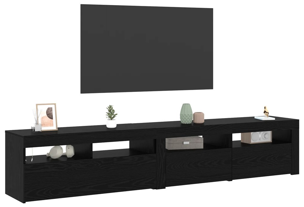 vidaXL Φυλάκια TV 2 τεμάχια με LED φώτα Μαύρη Δρυός Επεξεργασμένο Ξύλο