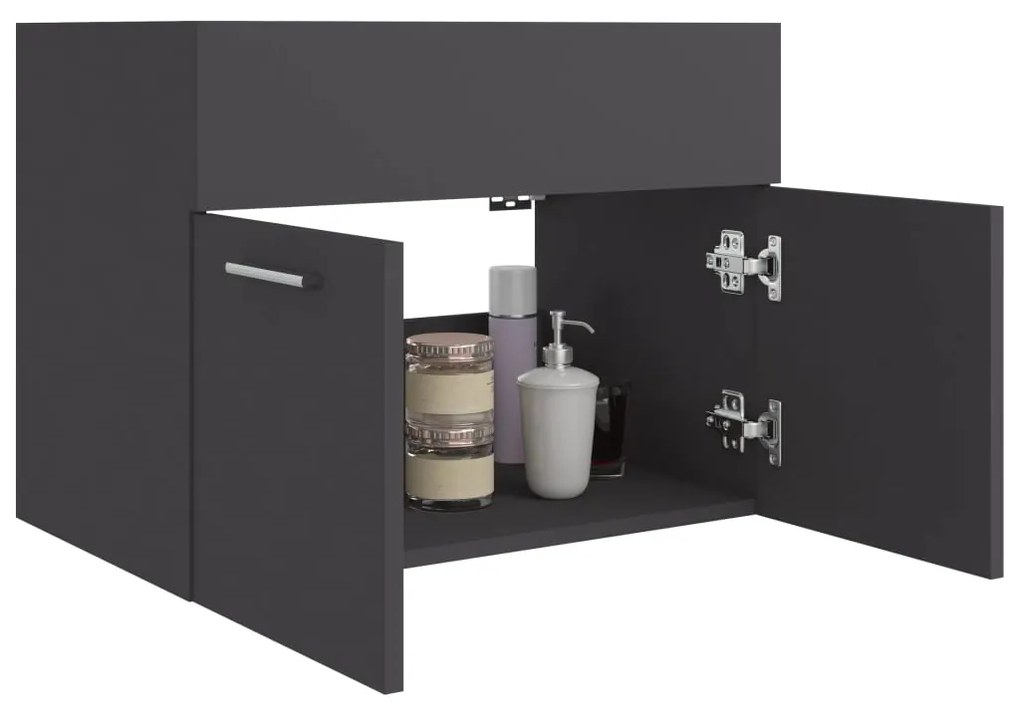 vidaXL Ντουλάπι Νιπτήρα Γκρι 60 x 38,5 x 46 εκ. από Επεξεργασμένο Ξύλο