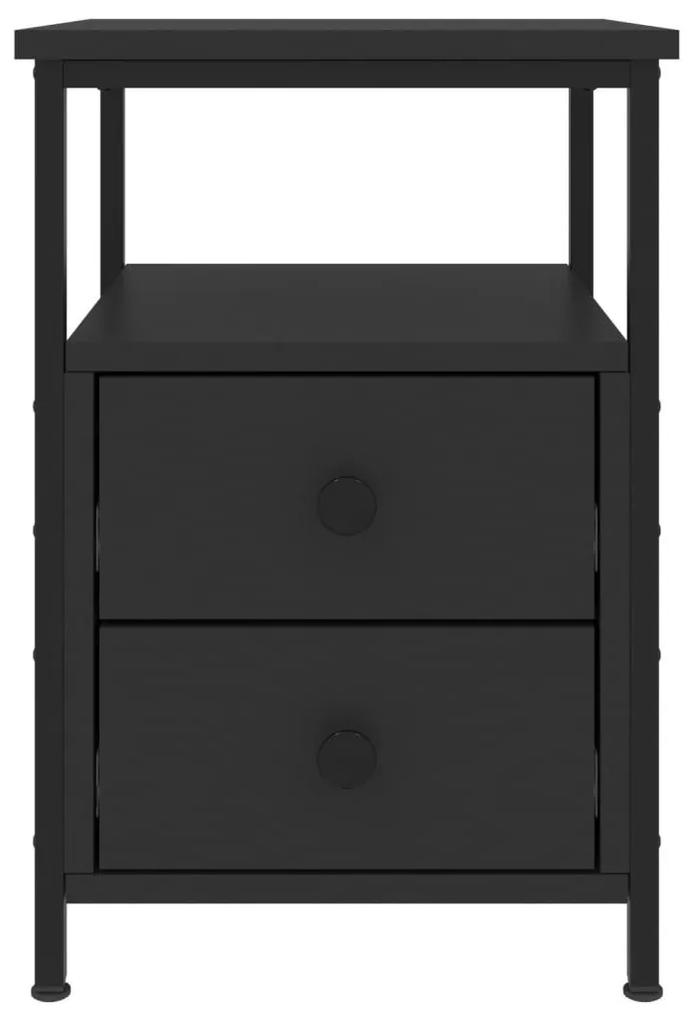 Κομοδίνα 2 τεμ. Μαύρα 34 x 35,5 x 50 εκ. από Επεξεργασμένο Ξύλο - Μαύρο