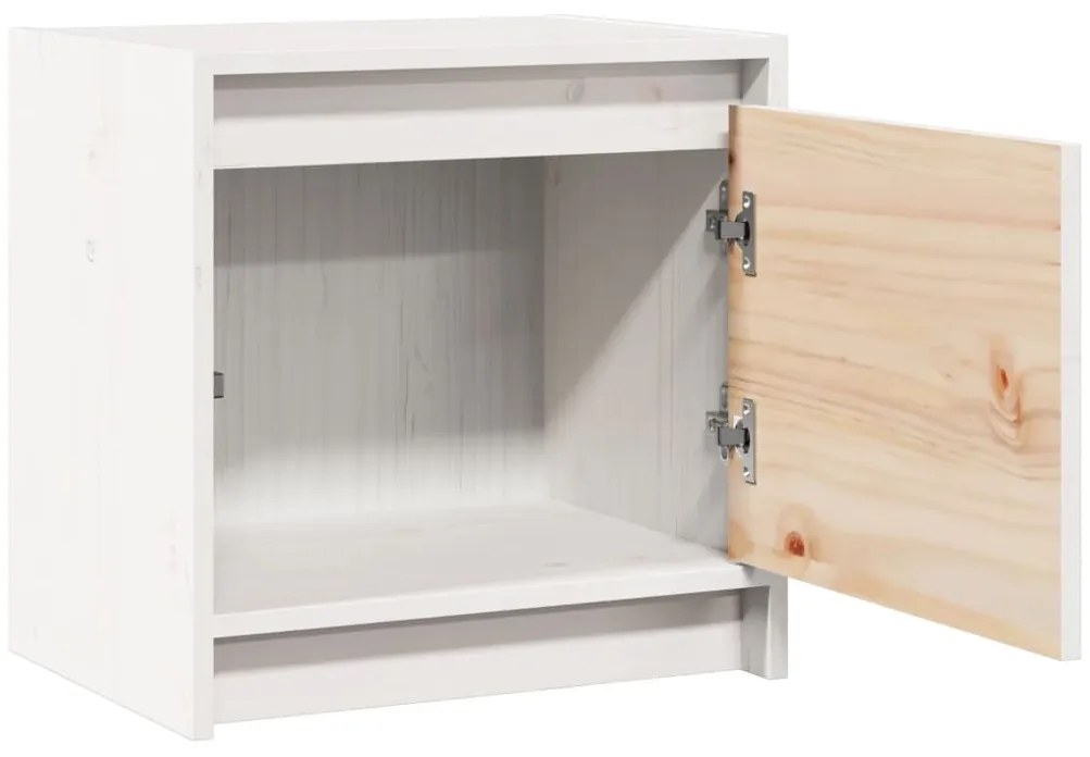 vidaXL Κομοδίνα 2 τεμ. Λευκά 40 x 30,5 x 40 εκ. από Μασίφ Ξύλο Πεύκου