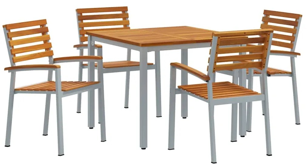 vidaXL Σέτ φαγητού για κήπο 5 pcs Γκρι και καφέ 90 x 90 x 75 cm