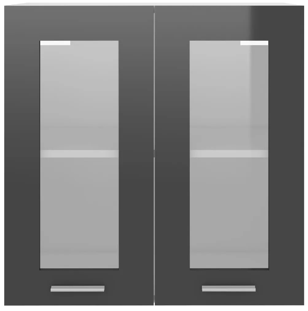vidaXL Ντουλάπι Κρεμαστό με Τζάμι Γυαλ. Γκρι 60x31x60 εκ. Μοριοσανίδα