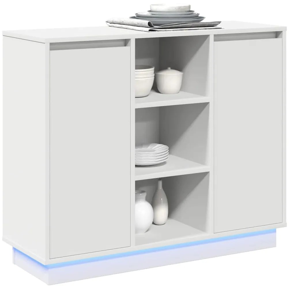vidaXL Κομοδίνο με ράφι Λευκό 90 x 32 x 75 εκ Επεξεργασμένο ξύλο