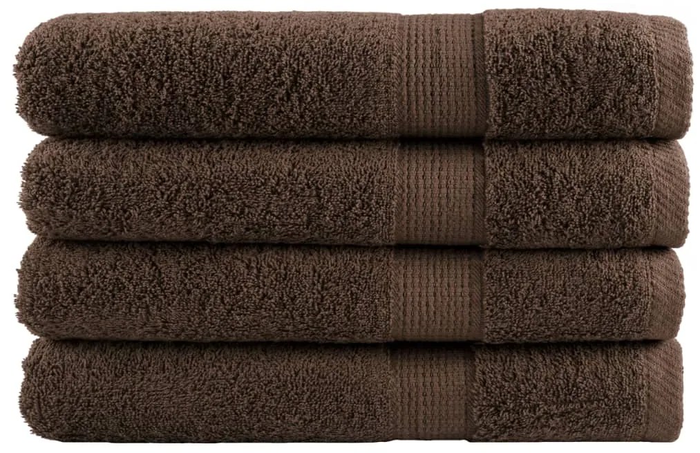 vidaXL Πετσέτες Premium SOLUND 4 τεμ. Καφέ 100x200 εκ. 600 γρ./μ²