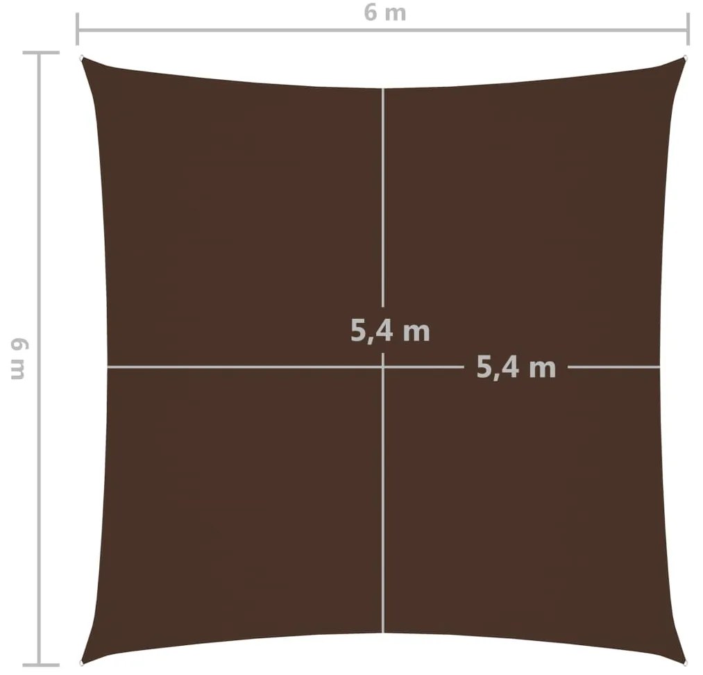 Πανί Σκίασης Τετράγωνο Καφέ 6 x 6 μ. από Ύφασμα Oxford - Καφέ