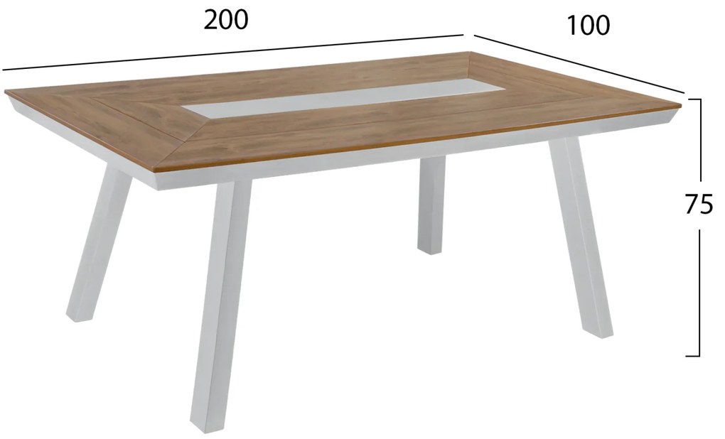ΤΡΑΠΕΖΙ ΑΛΟΥΜΙΝΙΟΥ TABER ΜΕ POLYWOOD 200X100 ΛΕΥΚΟ HM5131.11