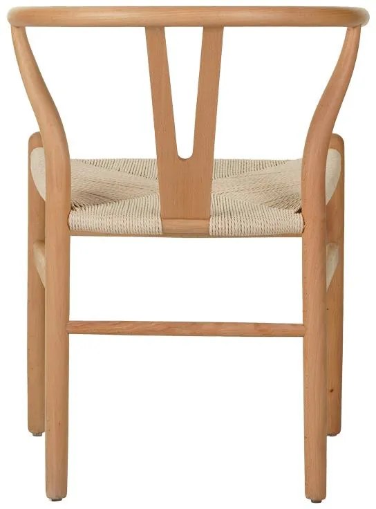 Καρέκλα Wishbone rubberwood-σχοινί σε φυσική απόχρωση 50x51x80εκ 53.5x57x74 εκ.