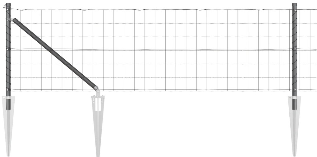 vidaXL Euro Fence με 7 Σταθερές Βίδες 0.6x10 μ Γαλβανισμένος Χάλυβας Γκρι