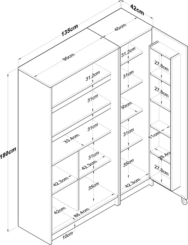 Ντουλάπι Λευκό EUFRO 135x42x180