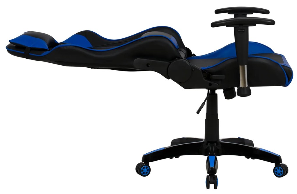 Πολυθρόνα Γραφείου Gaming Zayn Μαύρο-Μπλε Pu 67x70x134 Cm
