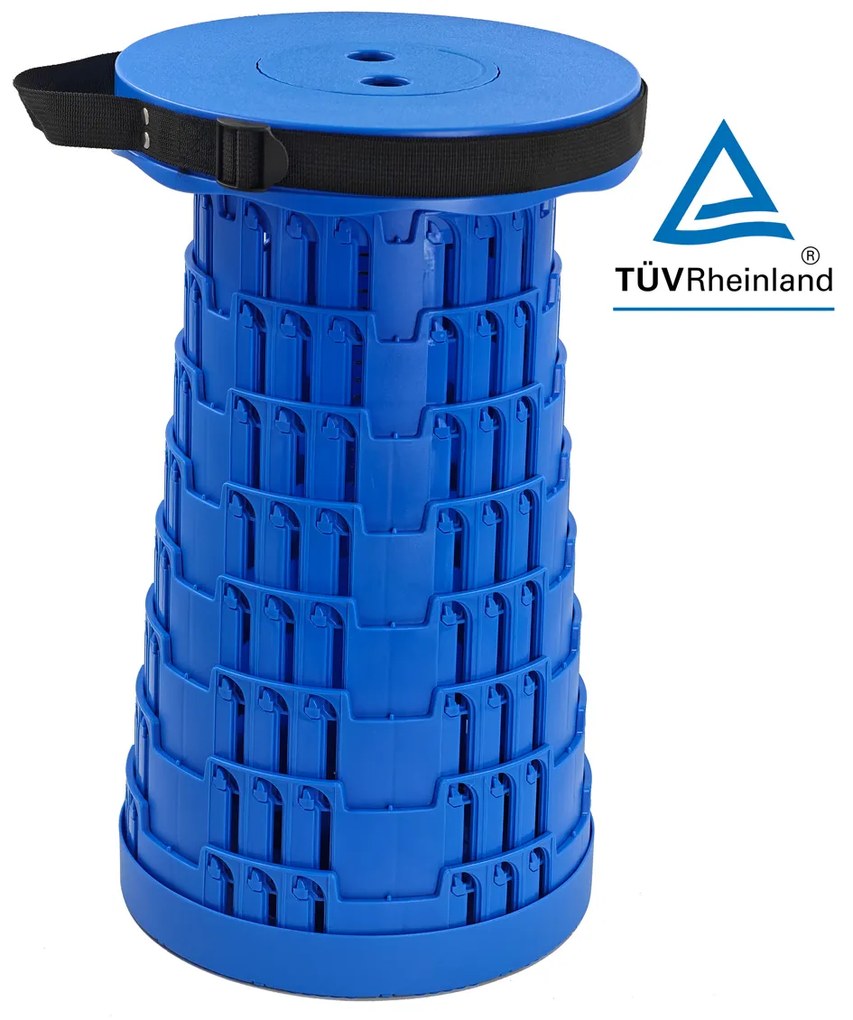 POWERTECH πτυσσόμενο καρεκλάκι HUH-0234, αντοχή έως 250kg, 25.5x45cm, μπλε