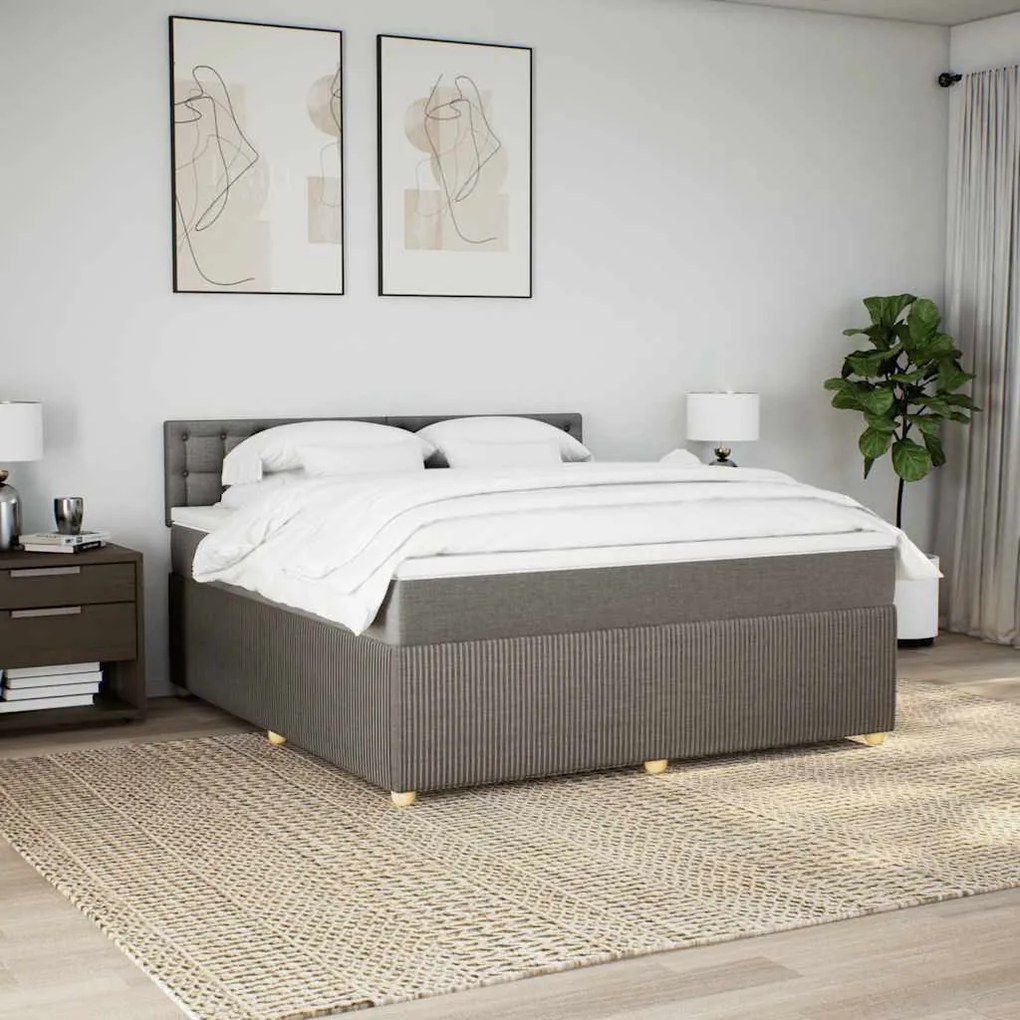 vidaXL Κρεβάτι Boxspring με Στρώμα Taupe 180x200 εκ. Υφασμάτινο