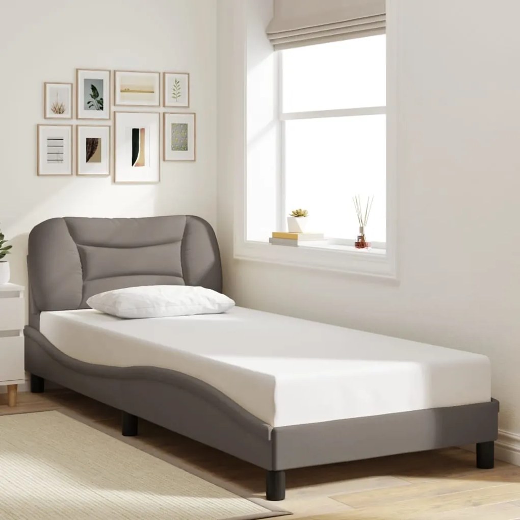 vidaXL Σκελετός Κρεβατιού Χωρίς Στρώμα Taupe 90x200 εκ. Υφασμάτινο