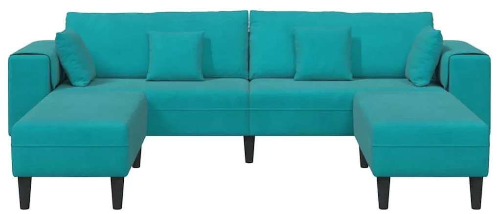 vidaXL Βελούδινος καναπές με μαξιλάρι 3 pcs Τιρκουάζ 208 εκ. Βελούδο