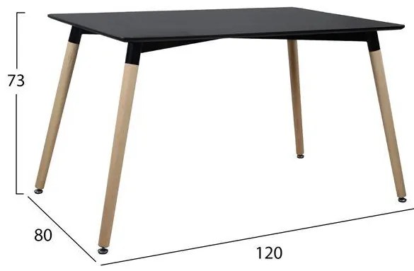 Σετ τραπεζαρίας C10231 5τμχ με Τραπέζι MINIMAL 120x80x73εκ. & Καρέκλες VEGAS Μαύρες