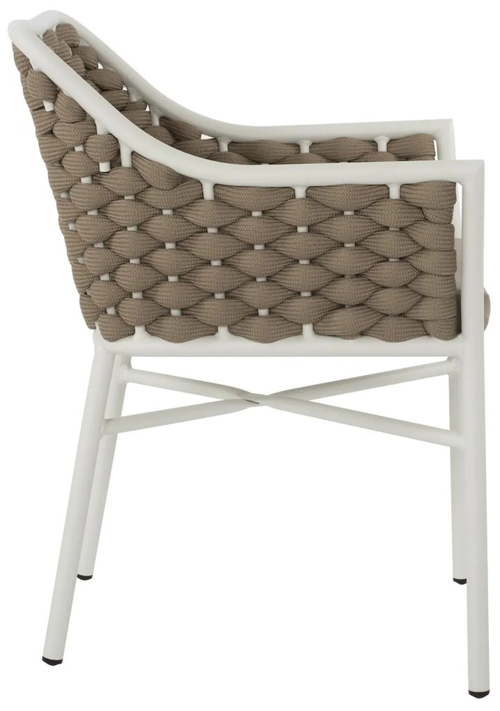 Καρέκλα - Πολυθρόνα C5858.02 Λευκή με Σχοινί Μπέζ 56x58x76Yεκ. 56x58x76 εκ.