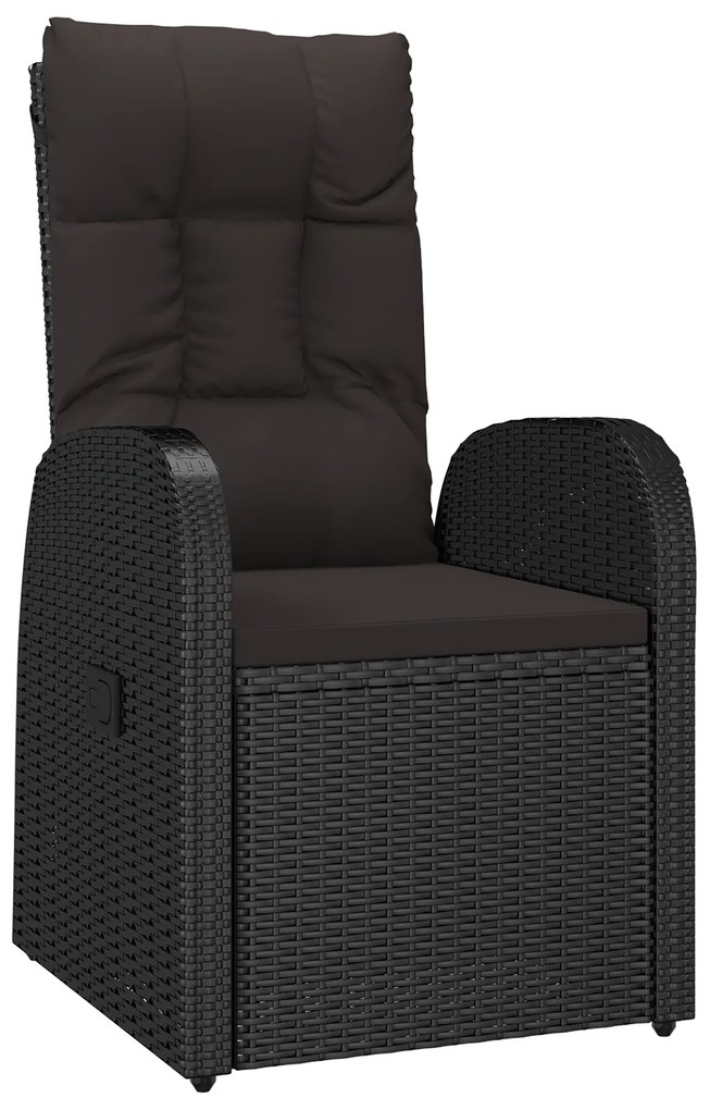 vidaXL Set με 7 κομμάτια για Δείπνο Κήπου με Μαξιλάρια - Μαύρη Πολυ Ράτα