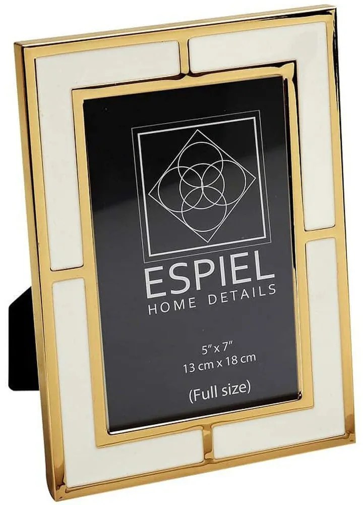 Κορνίζα FAM704 20x25cm White-Gold Espiel Μέταλλο,Αλουμίνιο
