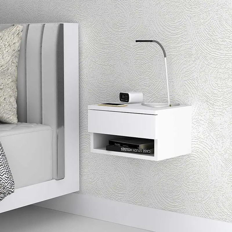 Κομοδίνο επιτοίχιο Mary Megapap χρώμα λευκό 40x30x23εκ.