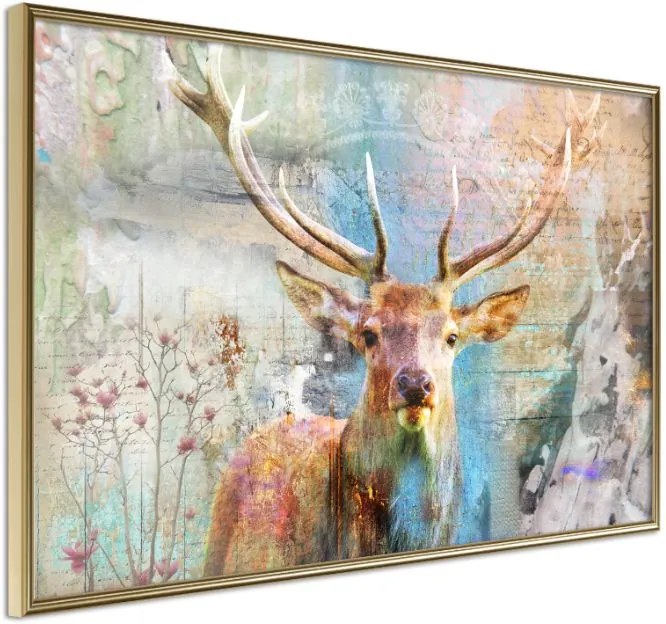 Αφίσα - Pastel Deer - 60x40 - Χρυσό - Χωρίς πασπαρτού