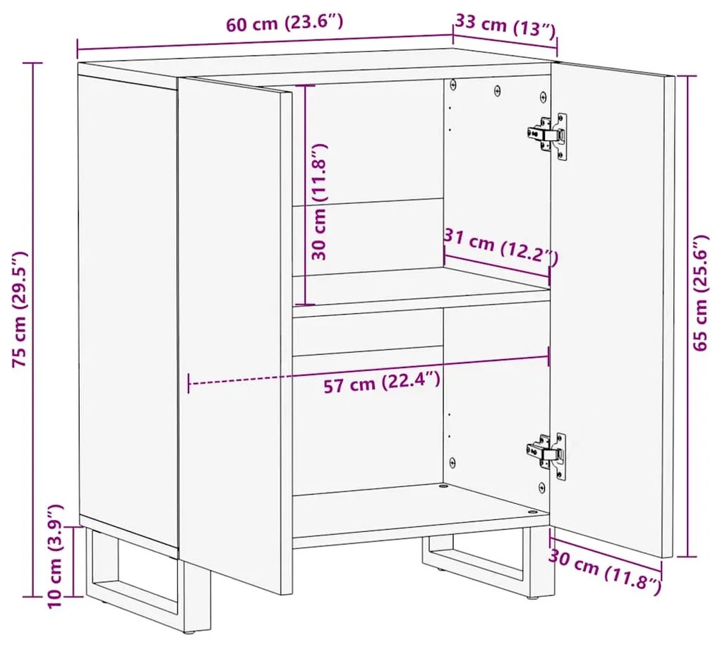 ΜΠΟΥΦΕΣ ΜΑΥΡΟ 60X33X75 CM ΜΑΣΙΦ ΞΥΛΟ ΜΑΝΓΚΟ 4017686