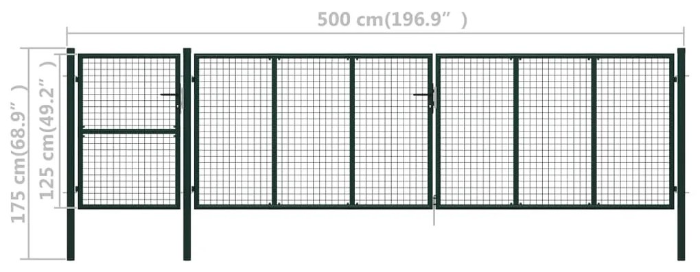 vidaXL Πόρτα Περίφραξης Κήπου Πράσινη 500 x 125 εκ. Ατσάλινη