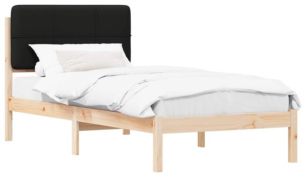 vidaXL Σκελετός Κρεβατιού με Επενδεδυμένο Κεφαλάρι Μαύρο 80 x 200 cm