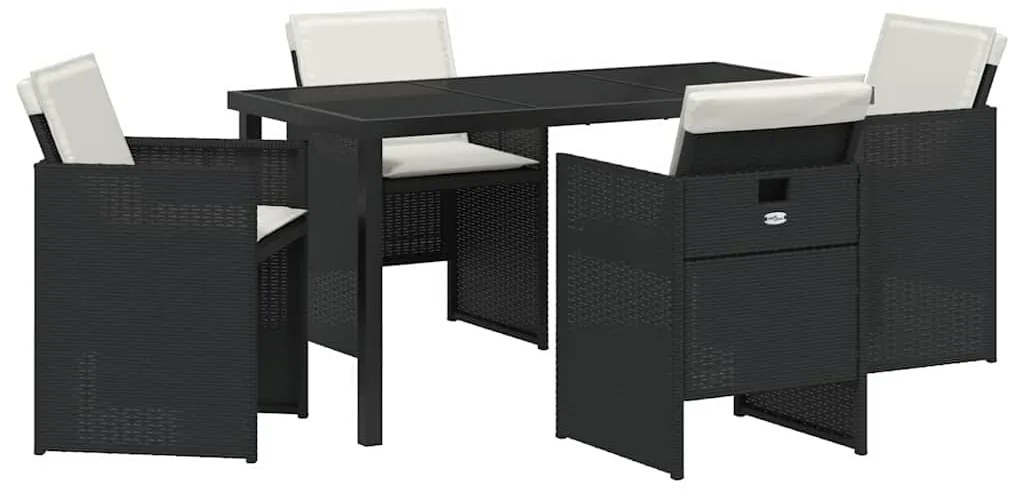 vidaXL Σέτ φαγητού για κήπο 5 pcs Μαύρο συνθετικό ρατάν