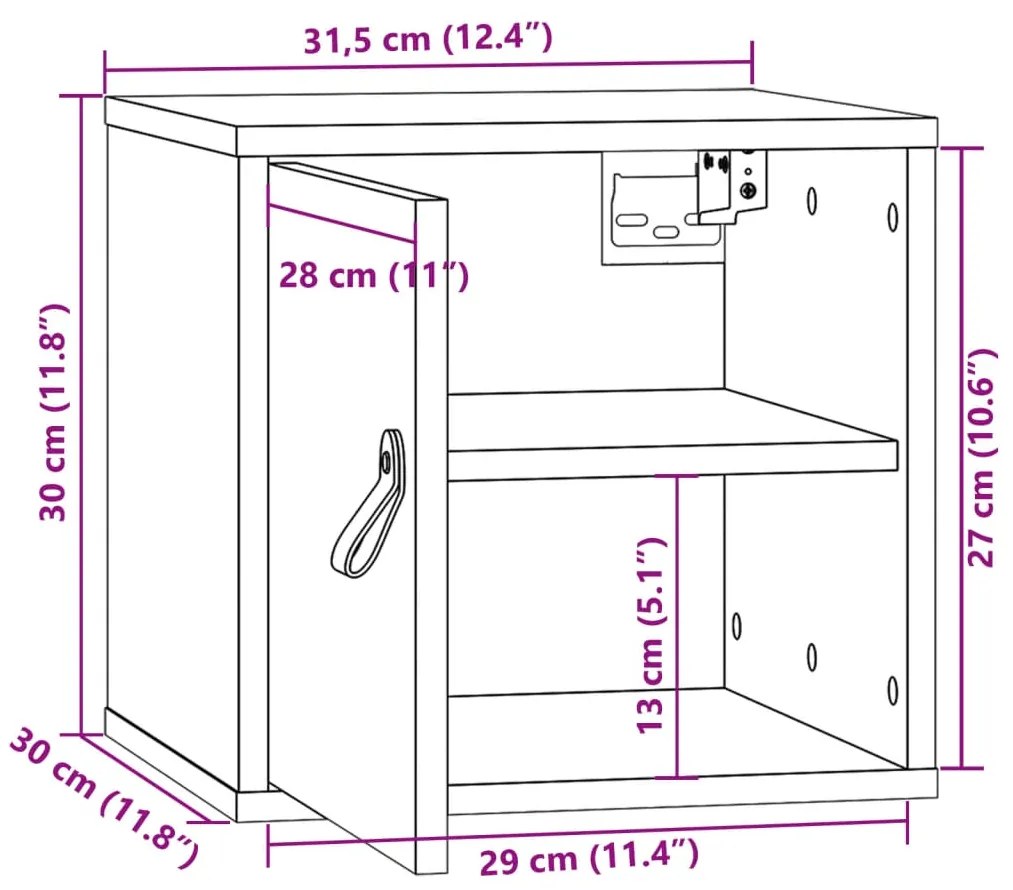 Ντουλάπι Τοίχου 31,5x30x30 εκ. από Μασίφ Ξύλο Πεύκου - Καφέ