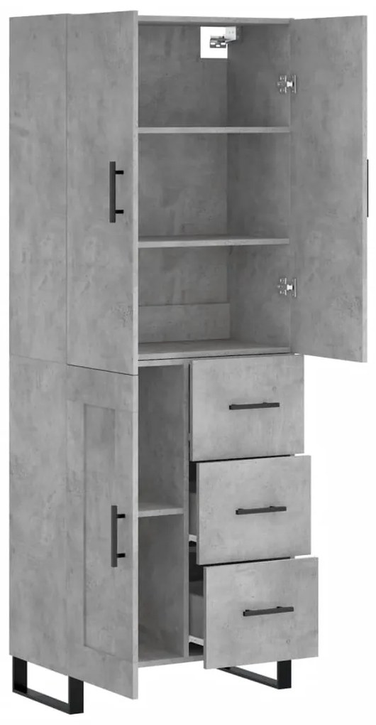 vidaXL Ντουλάπι Γκρι Σκυροδέματος 69,5x34x180 εκ. Επεξεργασμένο Ξύλο