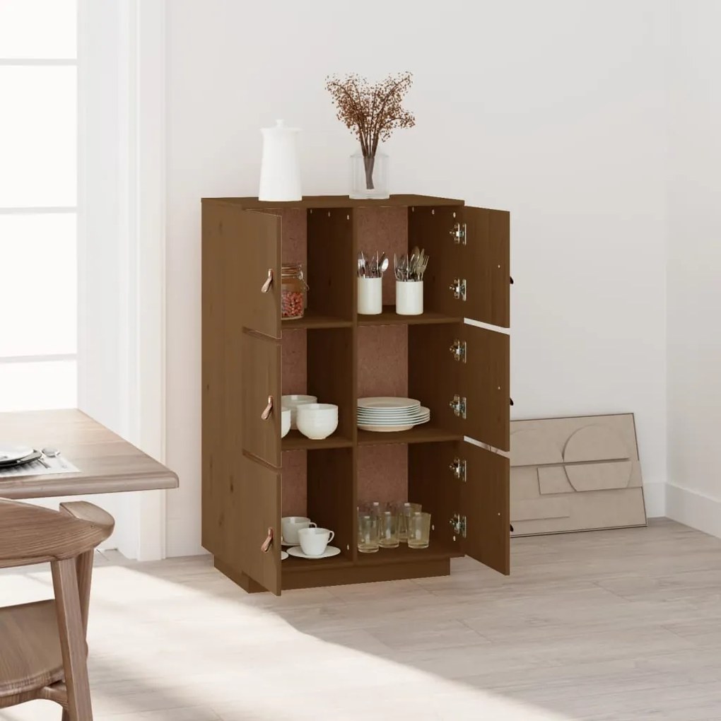 vidaXL Ντουλάπι Ψηλό Καφέ Μέλι 67x40x108,5 εκ. από Μασίφ Ξύλο Πεύκου