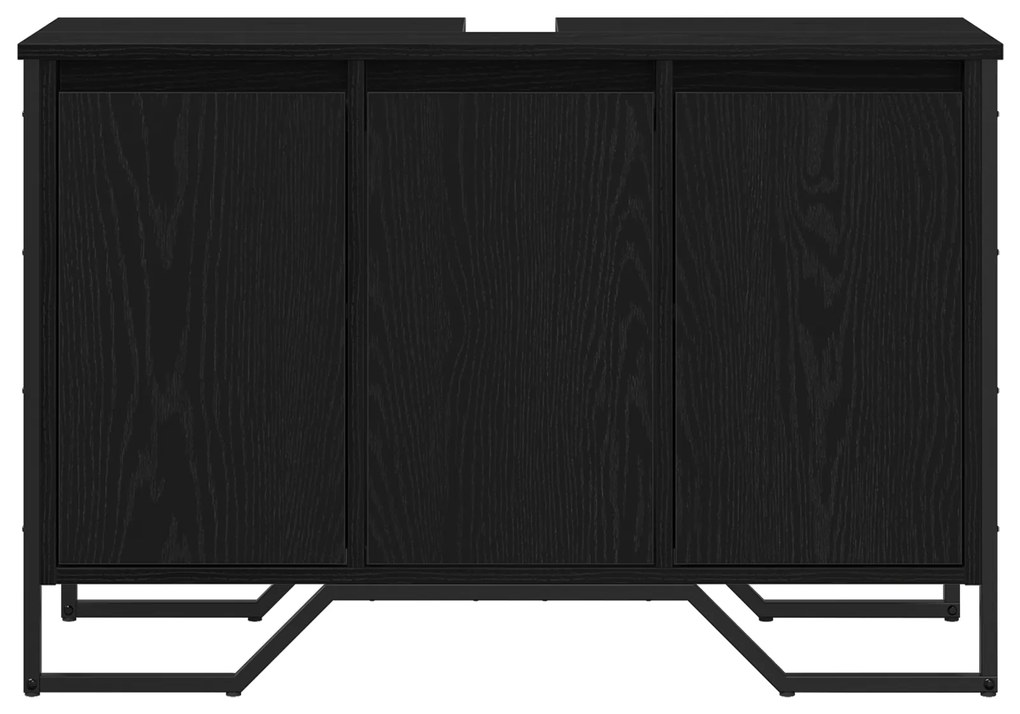 vidaXL Ντουλάπι Νιπτήρα Μαύρη Δρυς 91x35x60 cm Επεξεργασμένο Ξύλο
