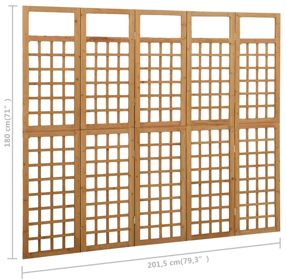 vidaXL Διαχωριστικό Δωματίου/Καφασωτό 5 Πάνελ 201,5x180 εκ Ξύλο Ελάτης