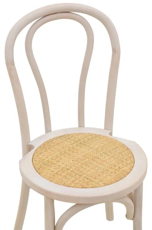 Καρέκλα Azhel white wash ξύλο οξιάς-έδρα φυσικό rattan 41x50x89εκ 41x50x89 εκ.