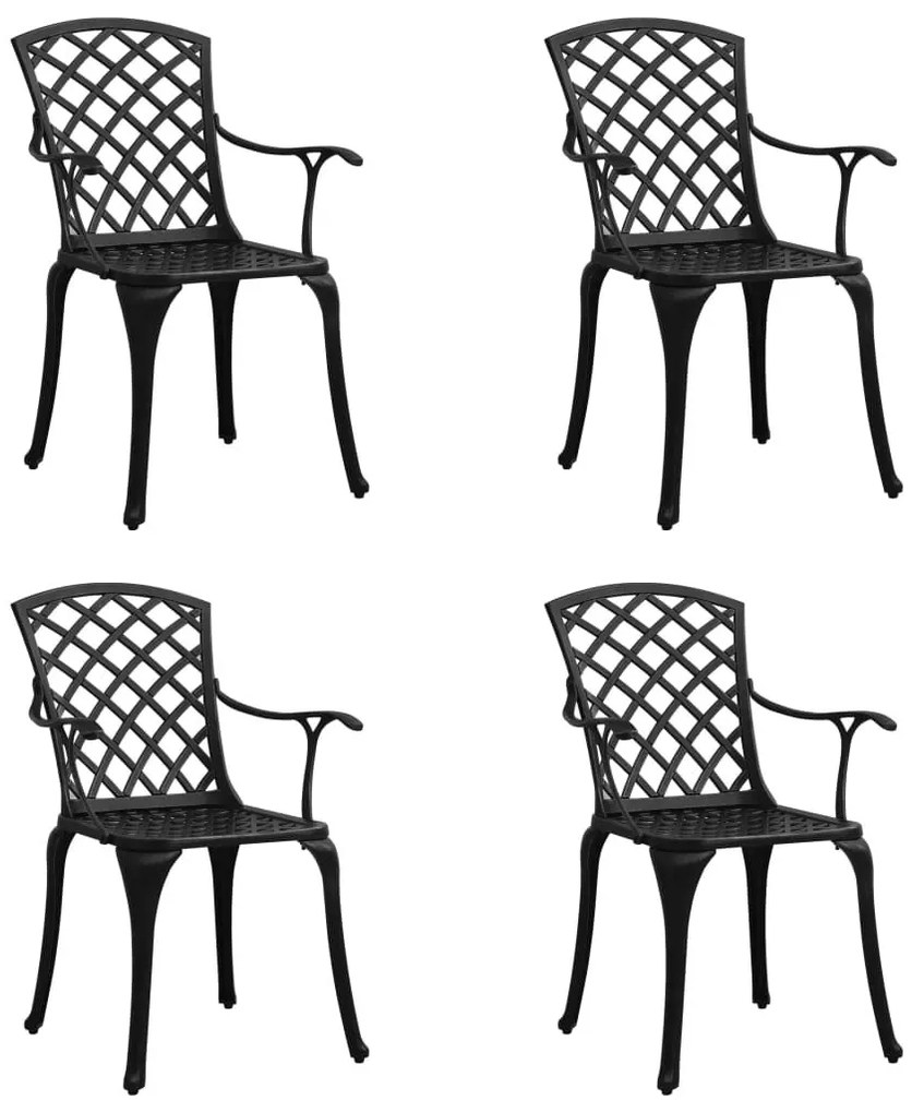 Καρέκλες Κήπου 4 τεμ. Μαύρες από Χυτό Αλουμίνιο - Μαύρο