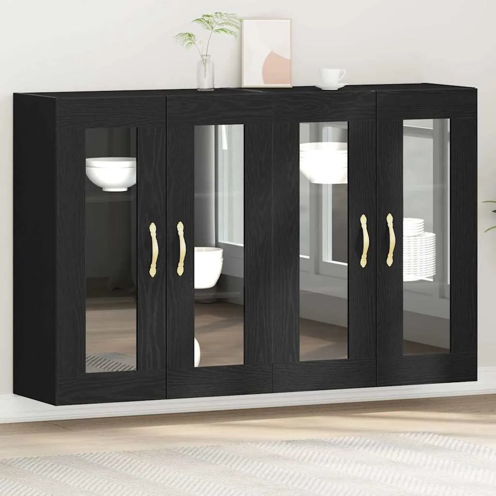 vidaXL Επιτοίχιο ντουλάπι 2 pcs Μαύρη δρυς 69.5 x 34 x 90 εκ.