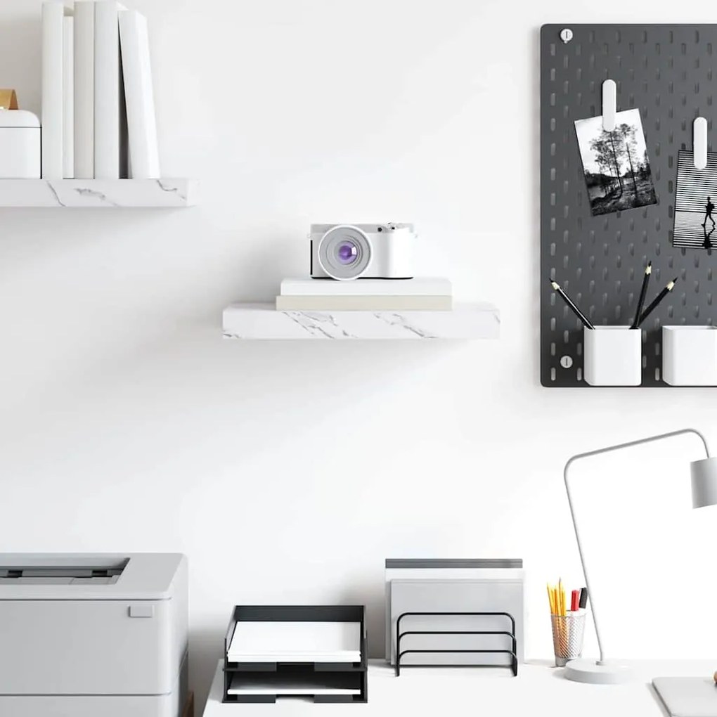 vidaXL Ράφι Τοίχου Λευκό Μάρμαρο 40 x 23,5 x 4 εκ Επεξεργασμένο ξύλο