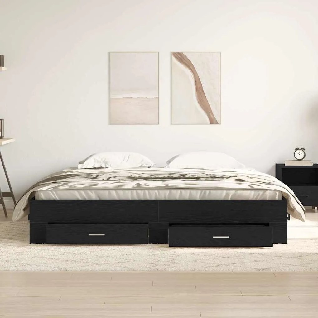 vidaXL Κρεβάτι με Συρτάρια Μαύρη δρυς 180 x 200 cm Επεξεργασμένο ξύλο