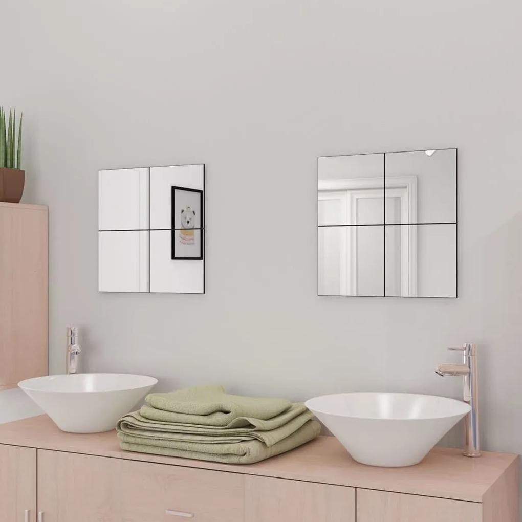 Καθρέφτης Χωρίς Πλαίσιο σε Τετράγωνα 8 τεμ. 20,5 εκ. Γυάλινος - Ασήμι