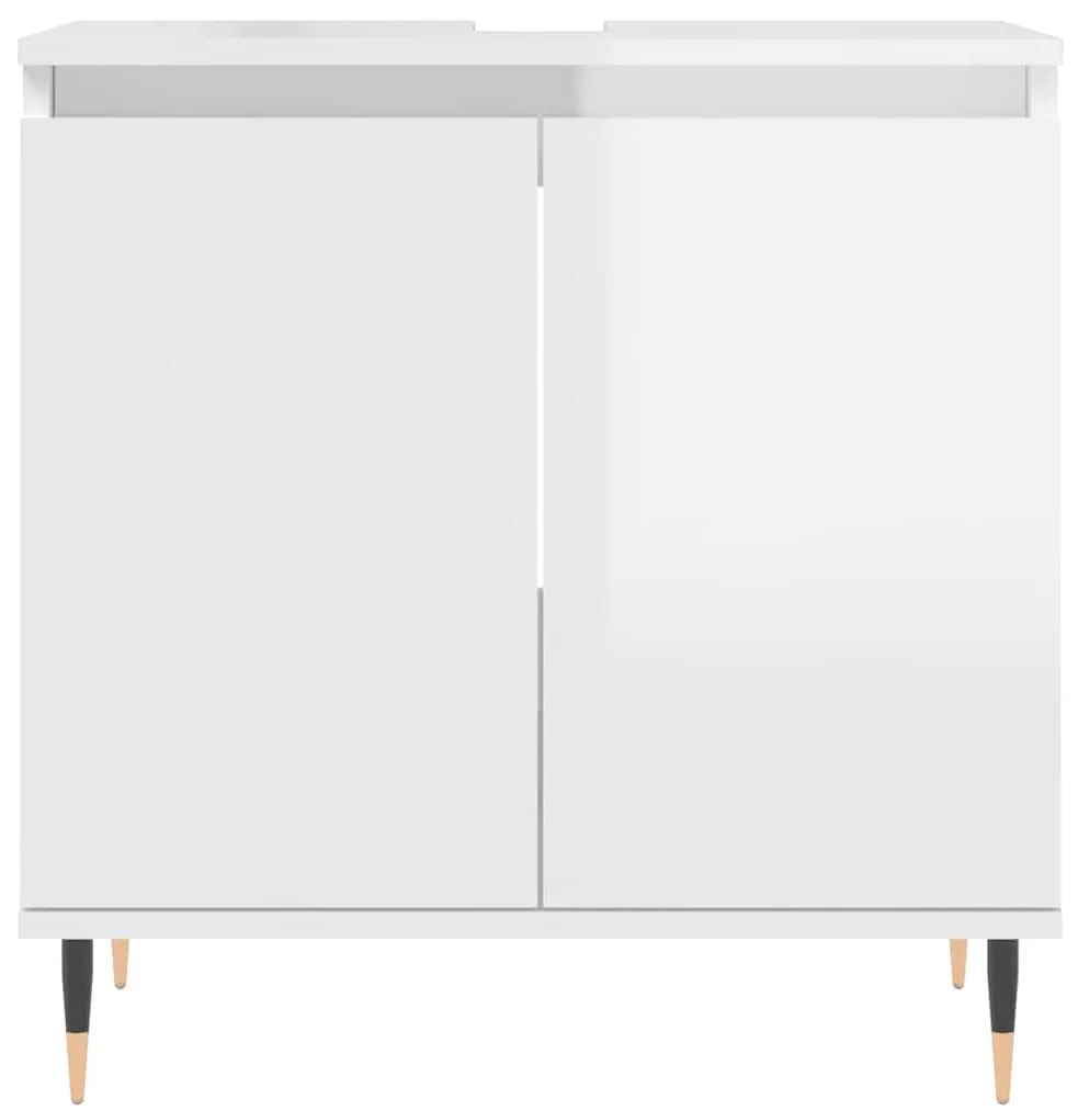vidaXL Ντουλάπι Μπάνιου Γυαλ. Λευκό 58 x 33 x 60 εκ. από Επεξεργ. Ξύλο